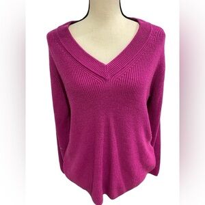 Vince Camuto Knit Pink V-neck Sweater Sz Medium